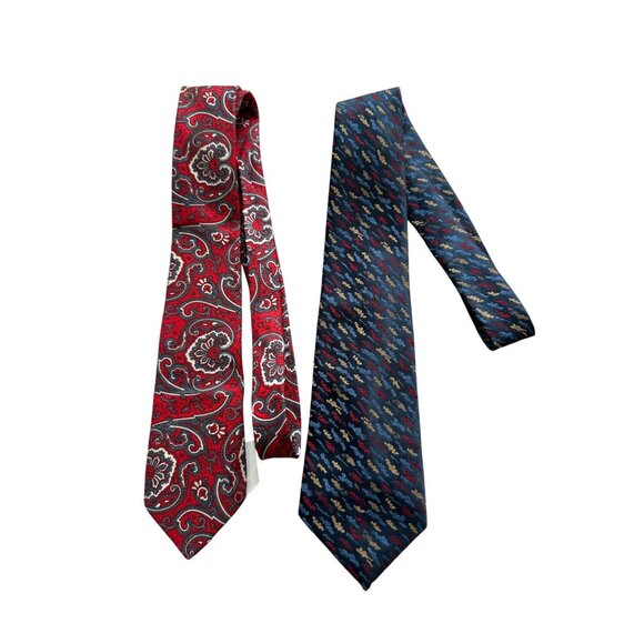PACO RABANNE Set of 2 Red Blue Vintage Mens Ties - Picture 3 of 7